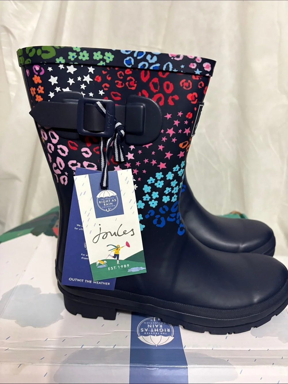 Joules Navy Rain Boots size IS 7 NWT